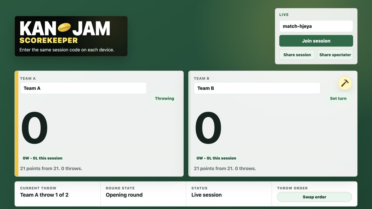 Kan Jam Scorekeeper interface screenshot